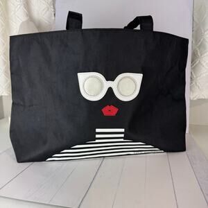Lulu Guinness Larysa Tote Black Sunglasses Lips, Vinyl, NEW